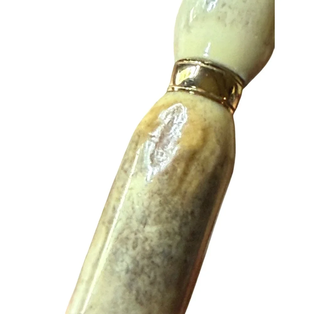 Handmade Deer Antler Ballpoint Pen Gold Tone Hardware Rustic Writing Gift